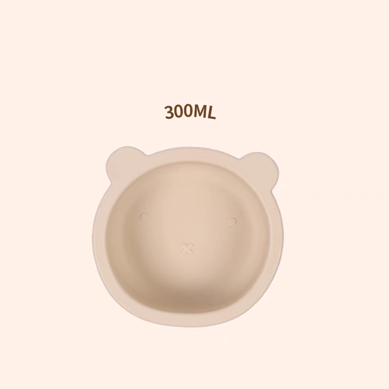 SET DE ALIMENTACION SILICONA PLATOS BEBE 5 PIEZAS BEIGE - BABYMINE - 3