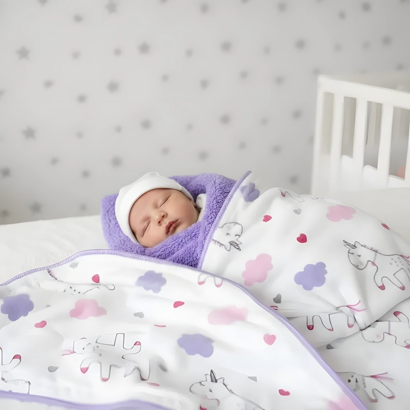 MANTA FRAZADA PARA BEBE DISEÑOS - LILA - BABYMINE - 3