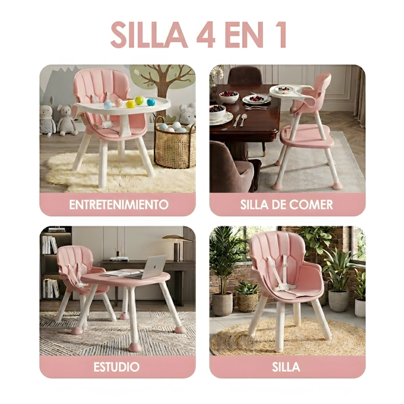 SILLA DE COMER MULTI ETAPAS 4 EN 1 ROSADA BABYMINE - 2
