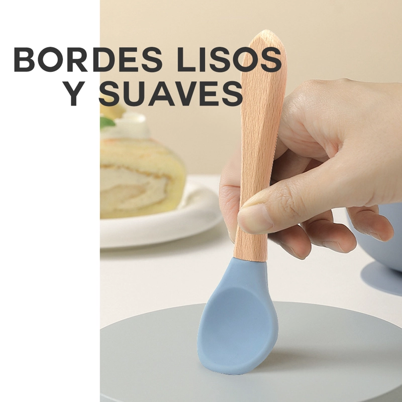SET DE ALIMENTACION SILICONA BEBE  4 PIEZAS CELESTE - BABYMINE - 3