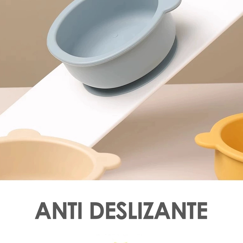 SET DE ALIMENTACION SILICONA PLATOS BEBE 5 PIEZAS AMARILLO - BABYMINE - 5