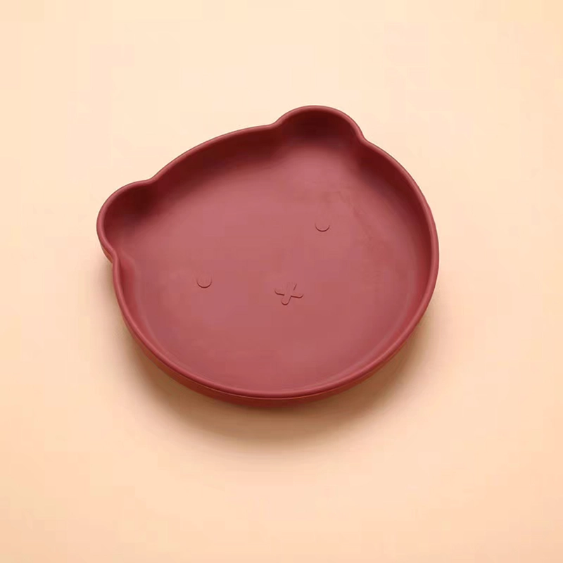 SET DE ALIMENTACION SILICONA PLATOS BEBE 5 PIEZAS ROJO - BABYMINE - 2