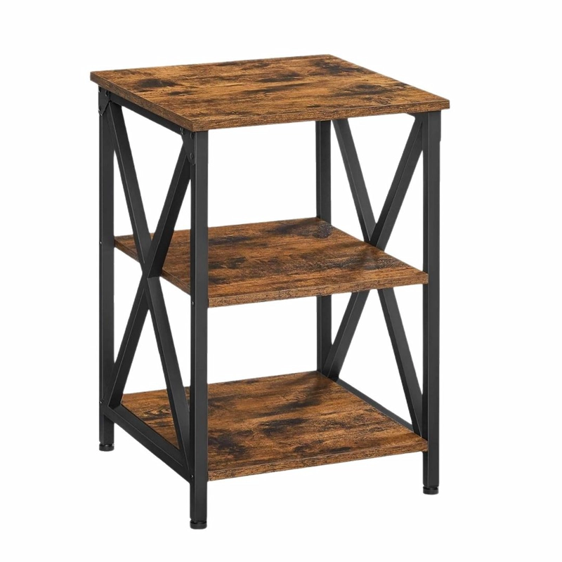 MESA LATERAL AUXILIAR INDUSTRIAL 3 NIVELES – MELAMINA Y METAL NEGRO - 1