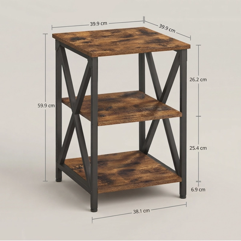 MESA LATERAL AUXILIAR INDUSTRIAL 3 NIVELES – MELAMINA Y METAL NEGRO - 7