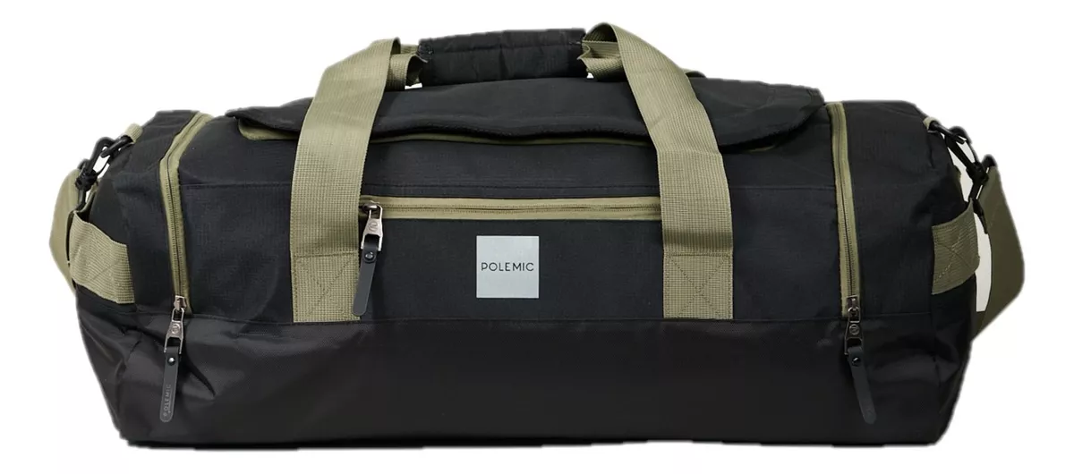 BOLSO DE VIAJE 40 LITROS NEGRO/VERDE - POLEMIC - 1