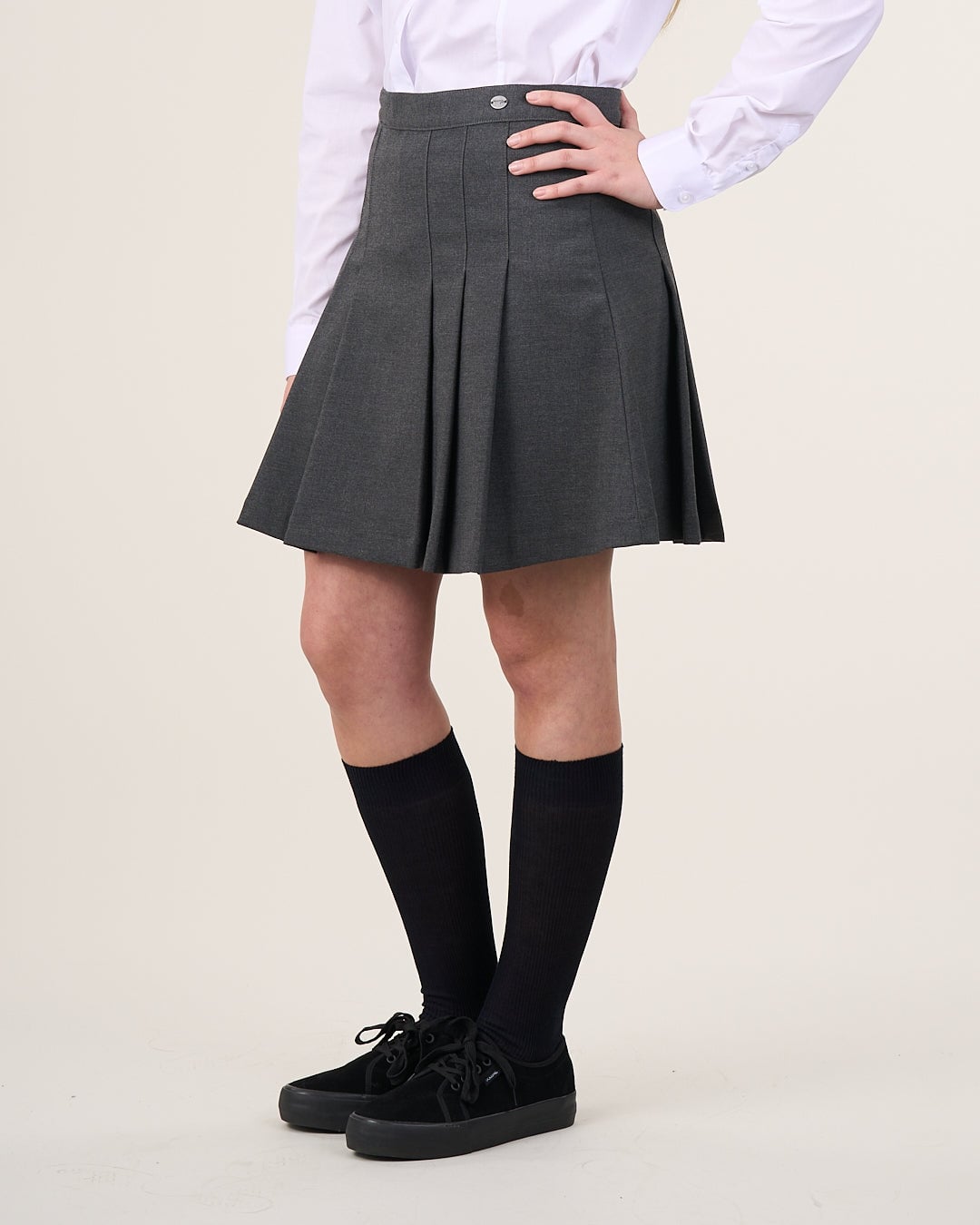 FALDA ESCOLAR A LA RODILLA NIÑA POLEMIC GRIS - 2