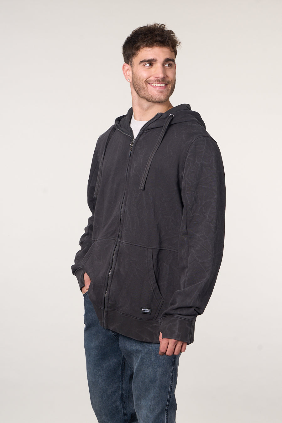POLERON FRANELA PROCESADO FULL ZIPPER WI7700 POLEMIC - 1
