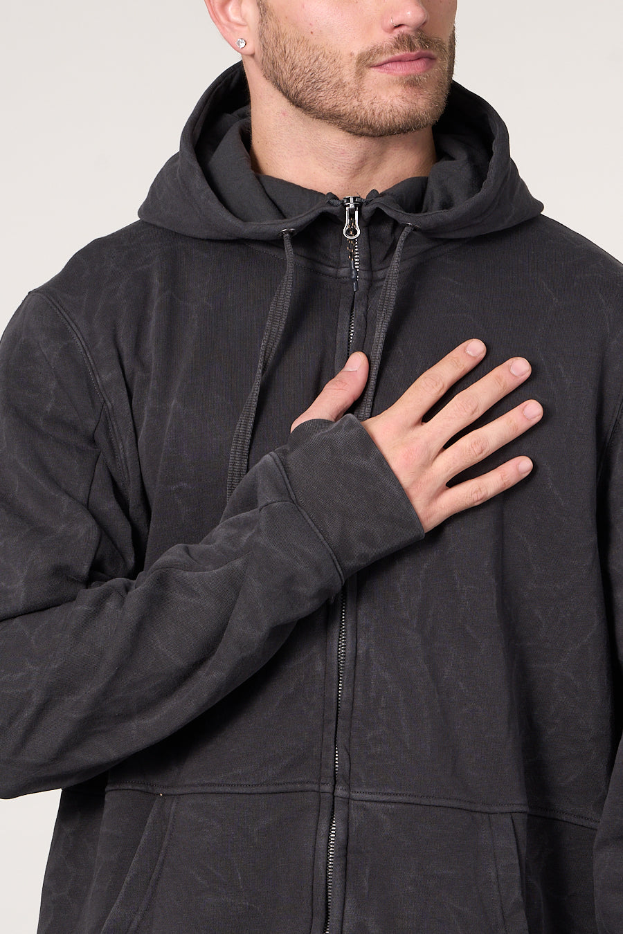 POLERON FRANELA PROCESADO FULL ZIPPER WI7700 POLEMIC - 2