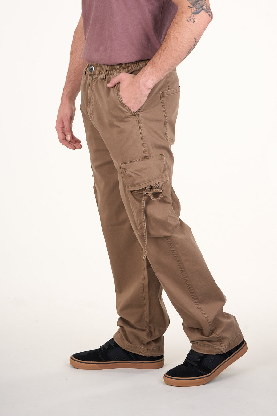 PANTALON CARGO TWILL PROCESADO RELAXED CAFÉ WI4755 POLEMIC - 1