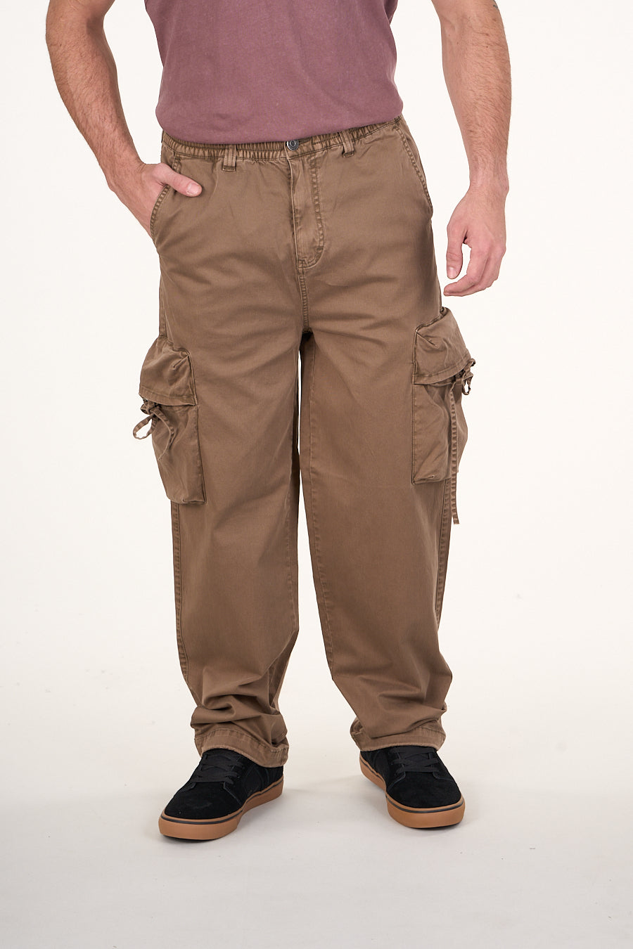 PANTALON CARGO TWILL PROCESADO RELAXED CAFÉ WI4755 POLEMIC - 3
