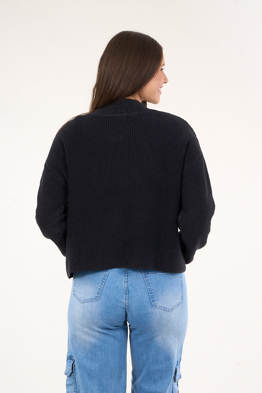 SWEATER MUJER ALGODON CON PROCESO NEGRO POLEMIC - 3