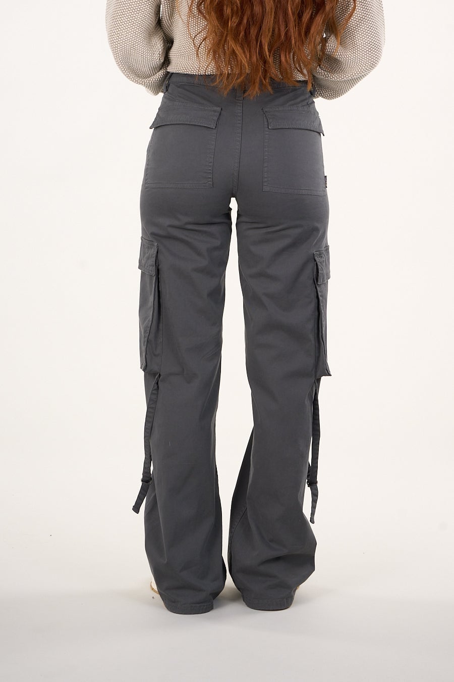 PANTALON CARGO TWILL WIDE LEG GRIS VW4721 MUJER POLEMIC - 2