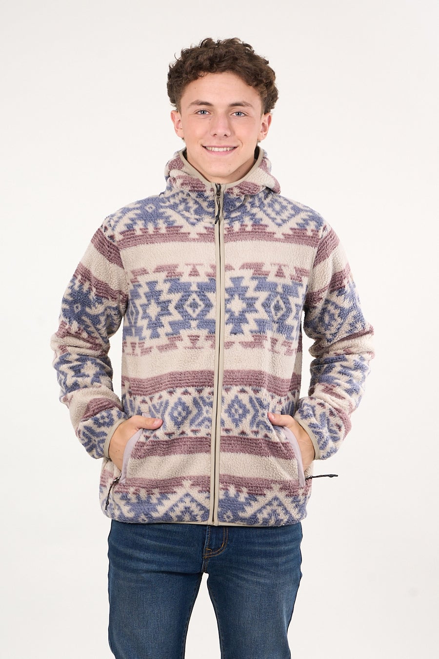 POLERON MINI SHERPA FULL CIERRE Y GORRO CRUDO WI8313 POLEMIC - 1