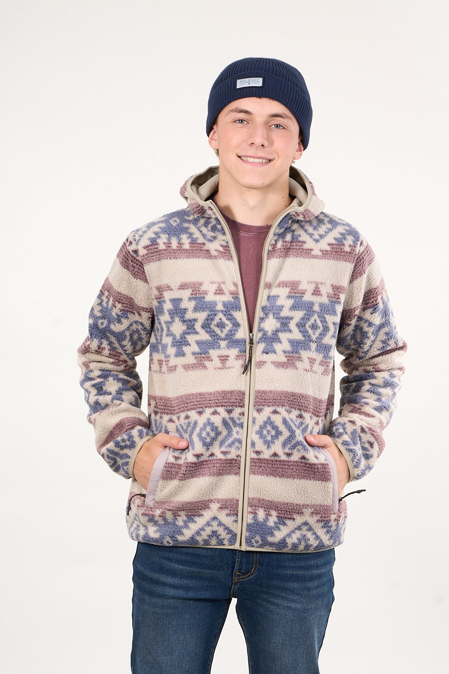 POLERON MINI SHERPA FULL CIERRE Y GORRO CRUDO WI8313 POLEMIC - 2