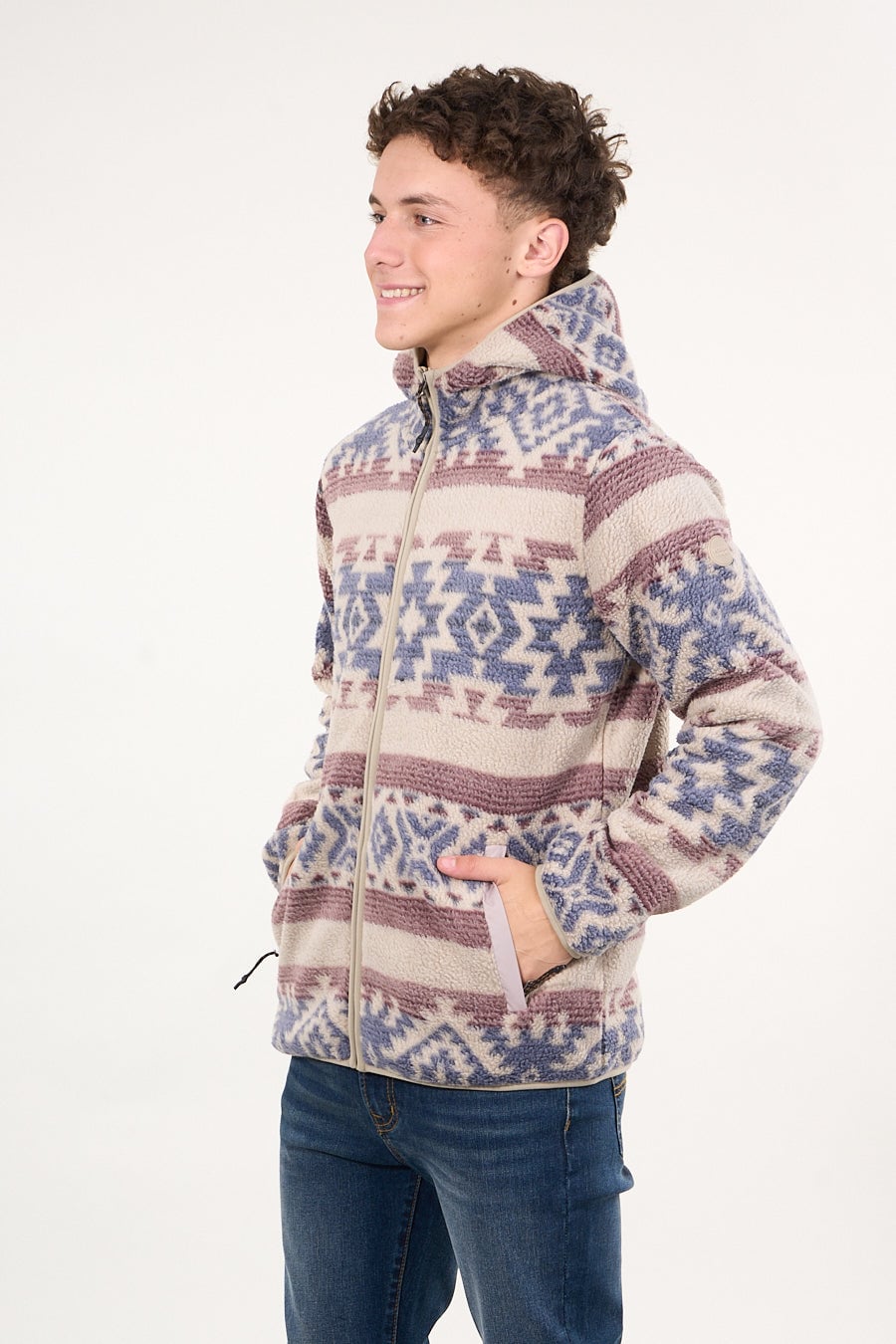 POLERON MINI SHERPA FULL CIERRE Y GORRO CRUDO WI8313 POLEMIC - 3
