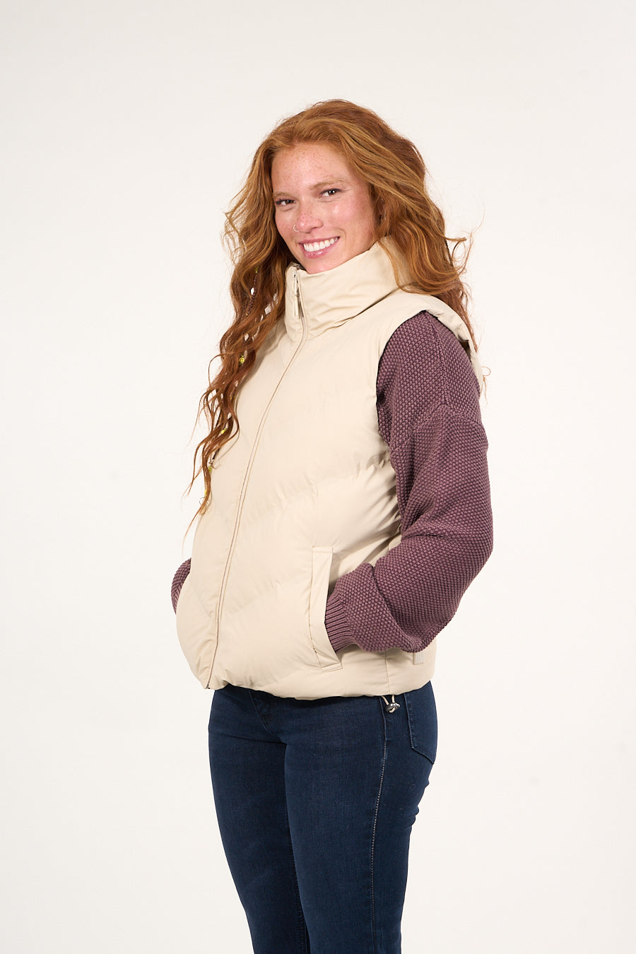 PARKA SIN MANGAS ENGOMADA CON POLAR INTERIOR BEIGE VW9747 POLEMIC - 1