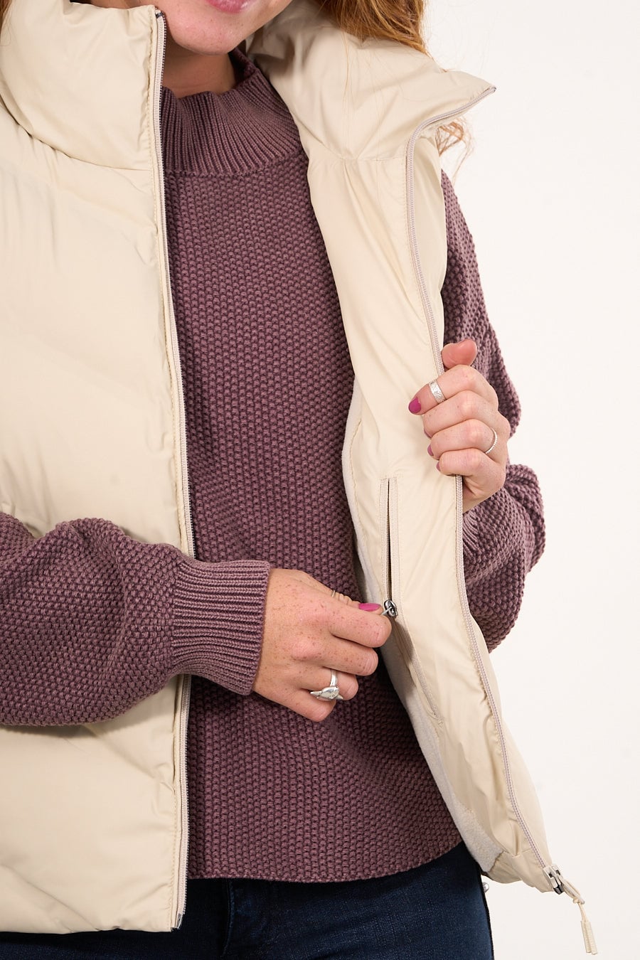 PARKA SIN MANGAS ENGOMADA CON POLAR INTERIOR BEIGE VW9747 POLEMIC - 3