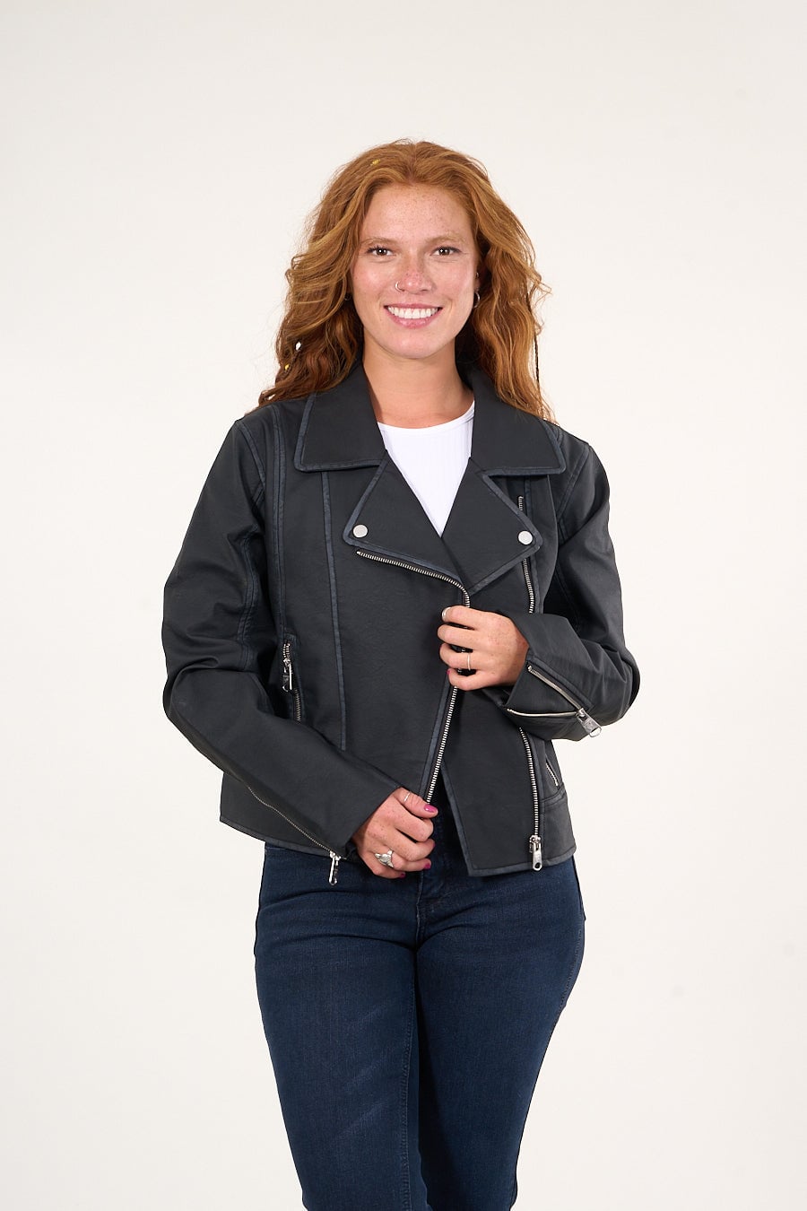CHAQUETA BIKER PU PROCESADA EN COLOR NEGRO VW9748 POLEMIC - 1
