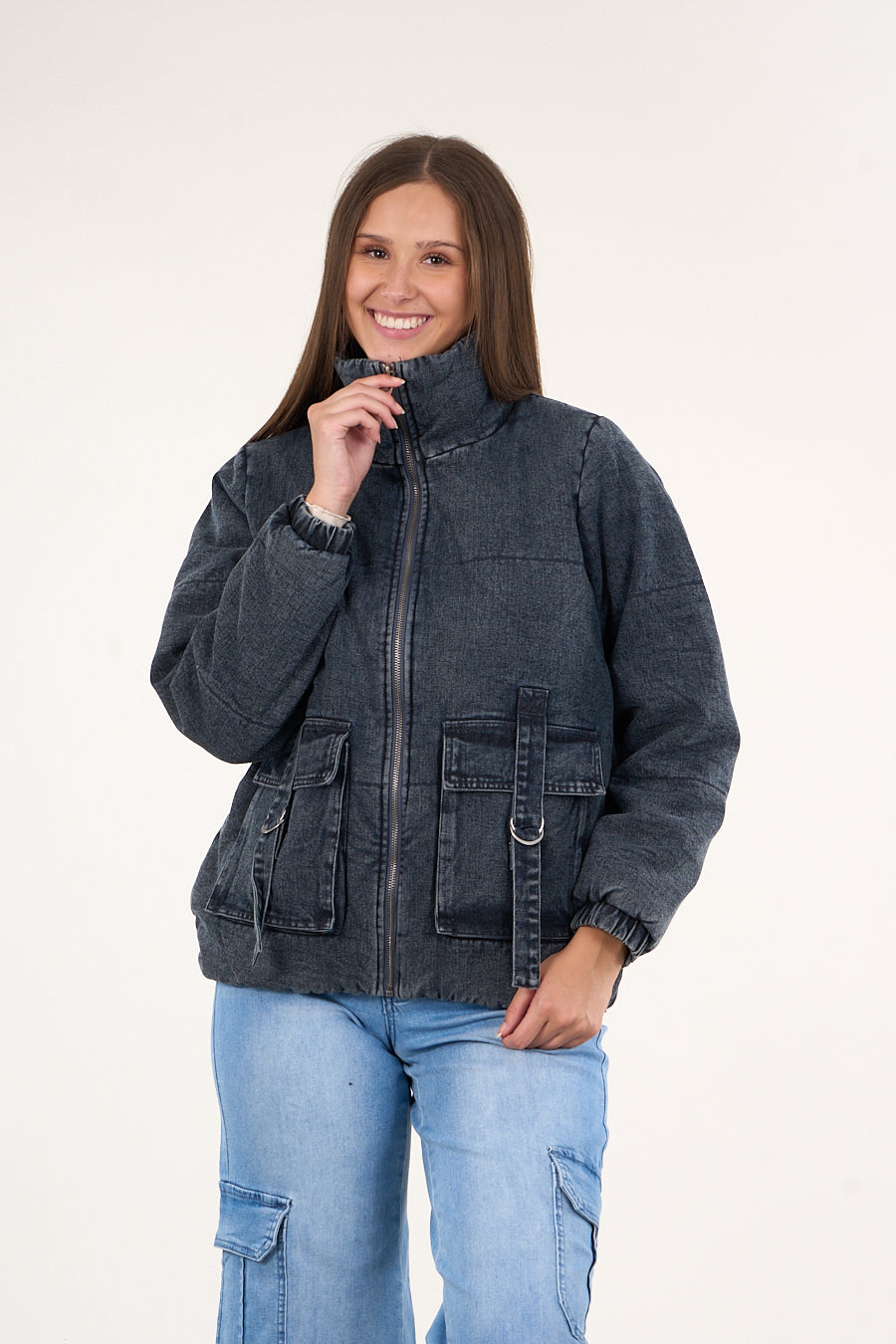 CHAQUETA DENIM CON SHERPA INTERIOR AZUL MUJER POLEMIC - 1