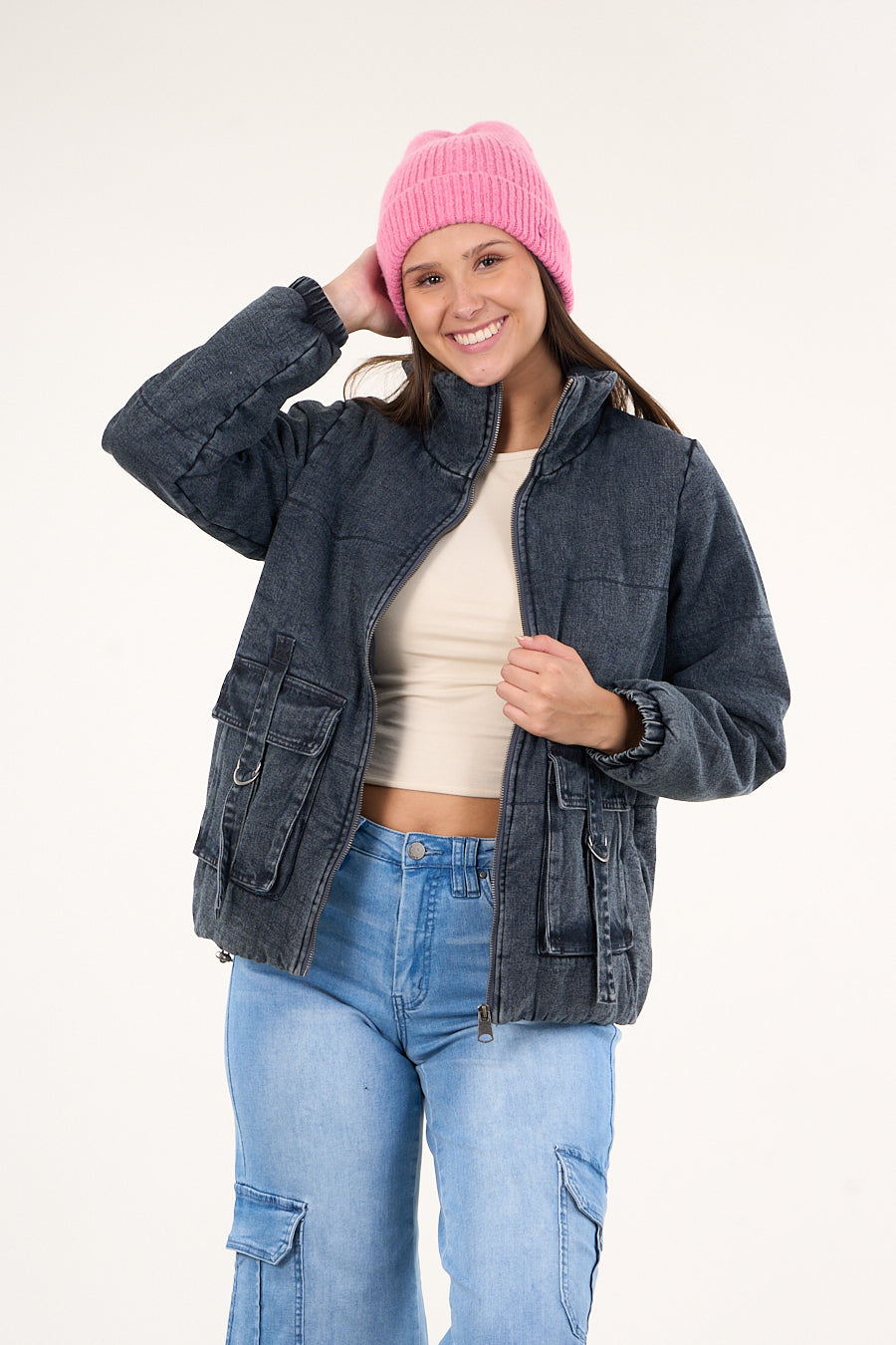 CHAQUETA DENIM CON SHERPA INTERIOR AZUL MUJER POLEMIC - 4