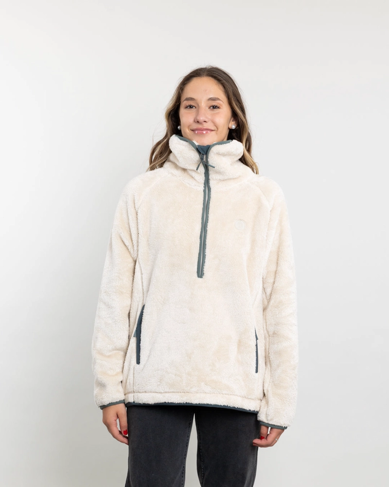 POLERON MUJER POLAR SHAGGY BONDED MEDIO CIERRE POLEMIC - 1