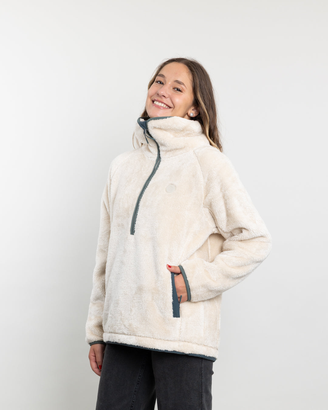 POLERON MUJER POLAR SHAGGY BONDED MEDIO CIERRE POLEMIC - 3