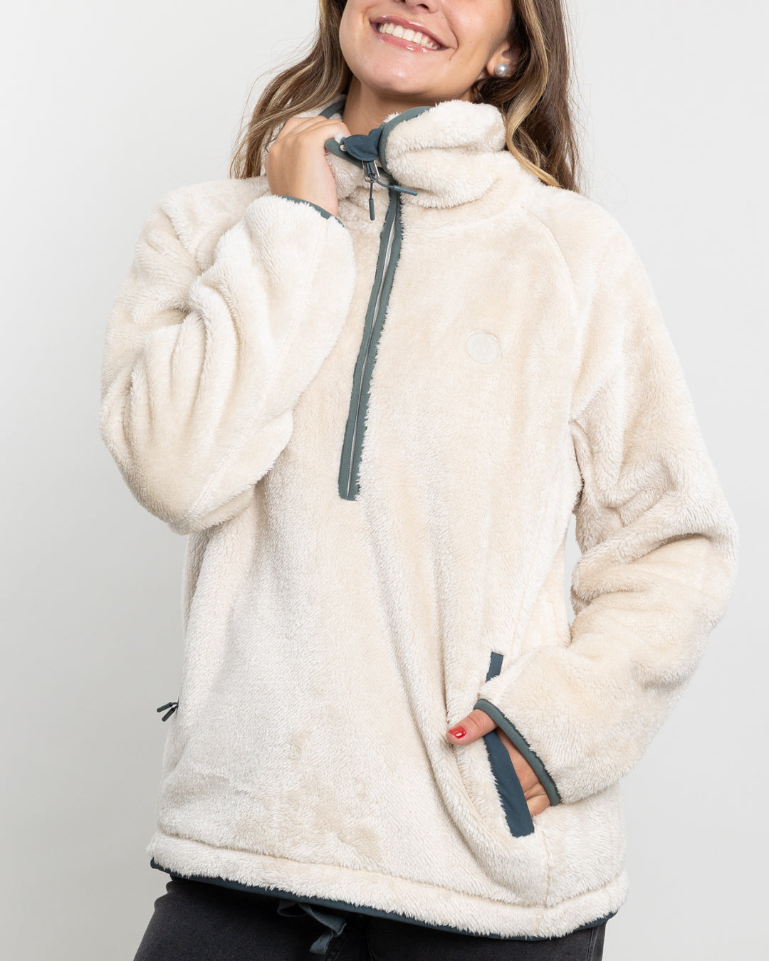 POLERON MUJER POLAR SHAGGY BONDED MEDIO CIERRE POLEMIC - 5