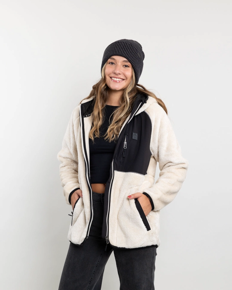 POLERON MUJER POLAR SHAGGY BONDED CON GORRO POLEMIC - 5
