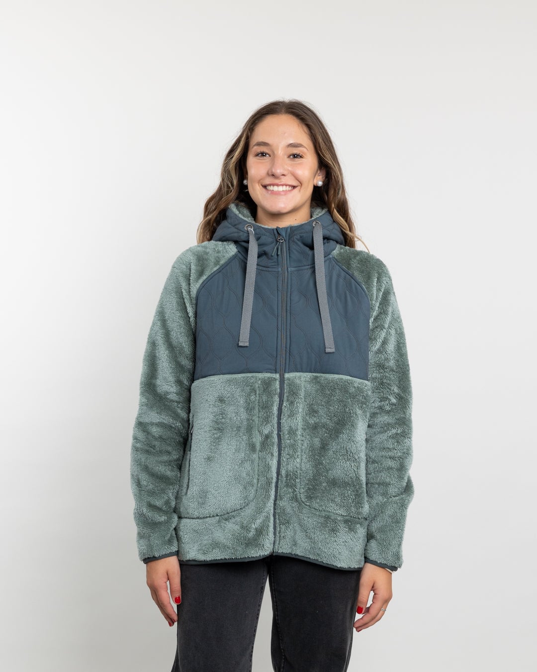 POLERON MUJER POLAR SHAGGY ACOLCHADO CON GORRO POLEMIC - 1