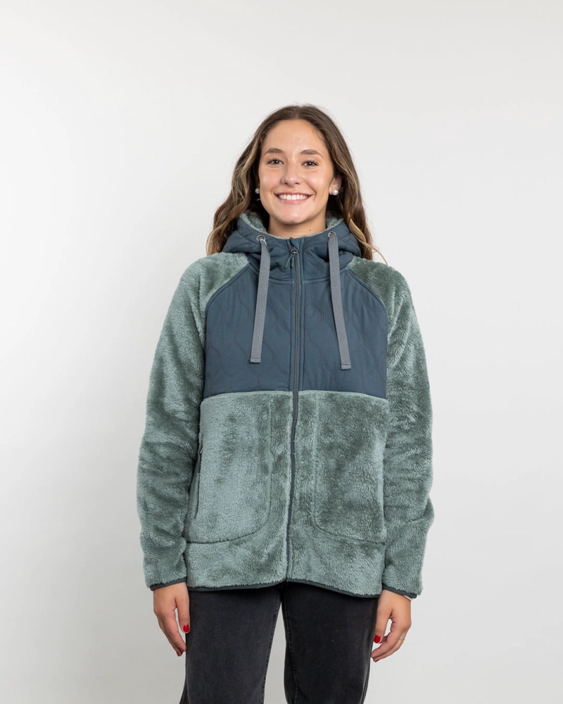POLERON MUJER POLAR SHAGGY ACOLCHADO CON GORRO POLEMIC - 1