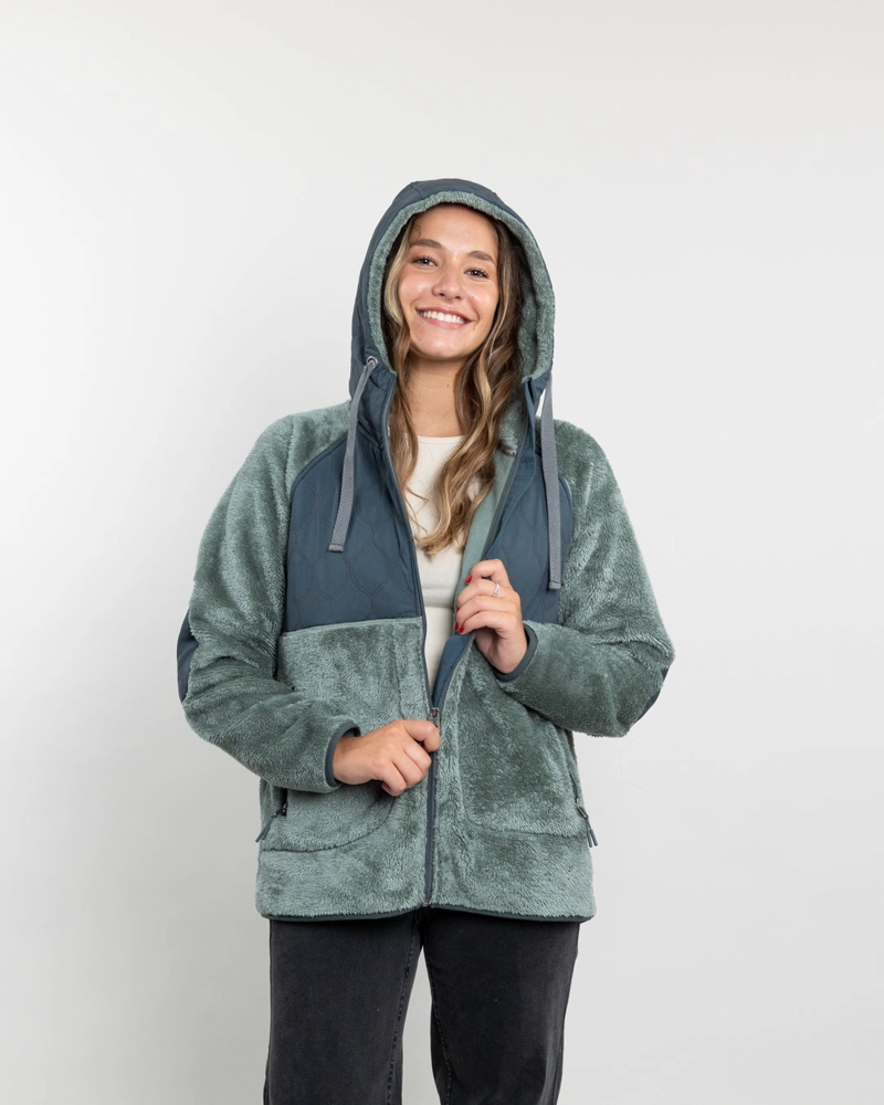 POLERON MUJER POLAR SHAGGY ACOLCHADO CON GORRO POLEMIC - 5