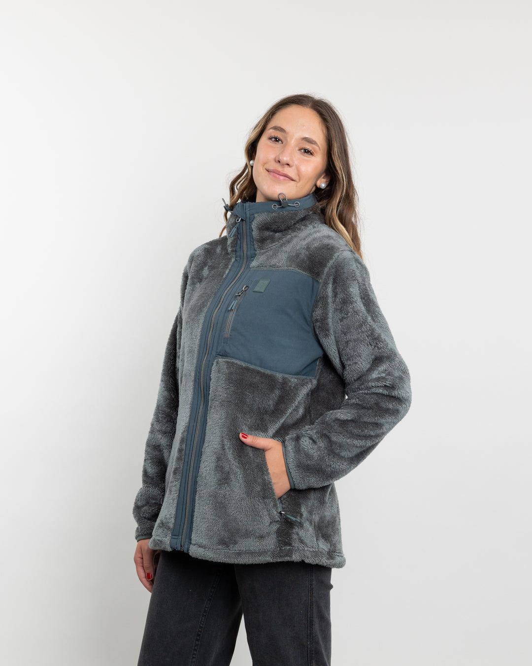 POLERON MUJER POLAR SHAGGY BONDED VERDE POLEMIC - 1
