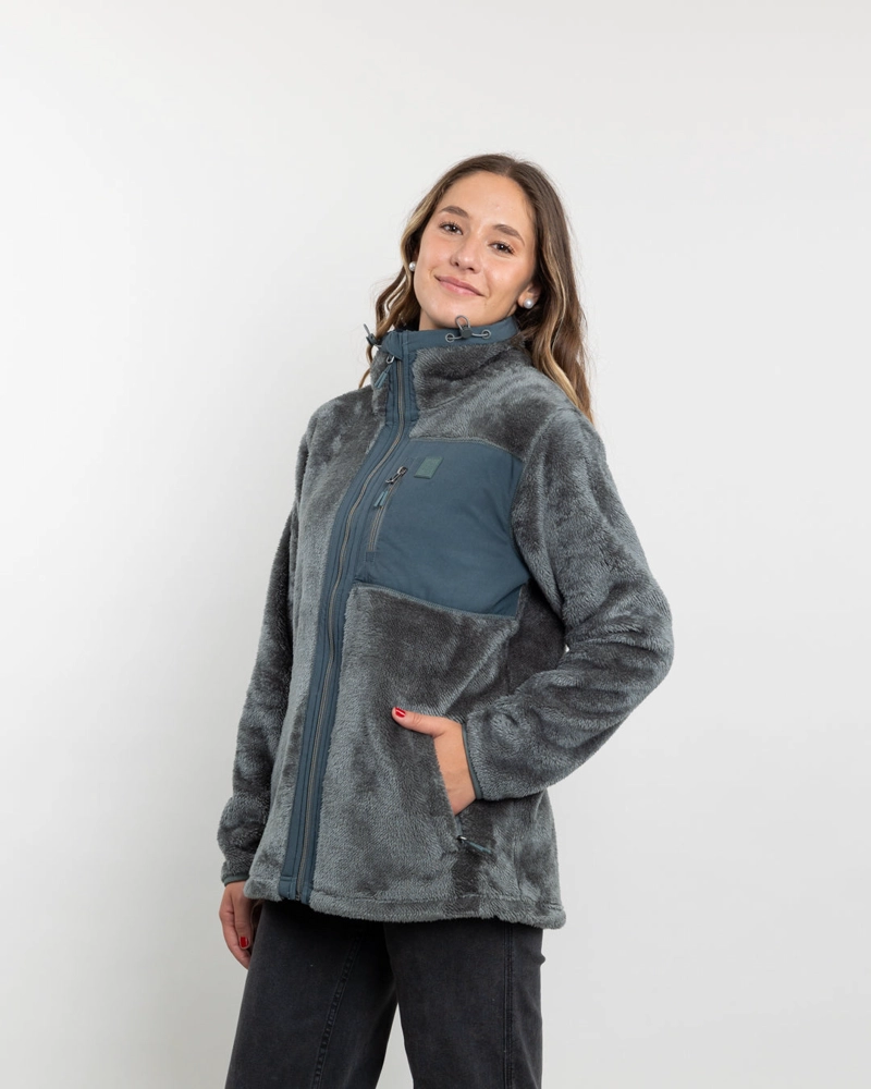 POLERON MUJER POLAR SHAGGY BONDED VERDE POLEMIC - 1