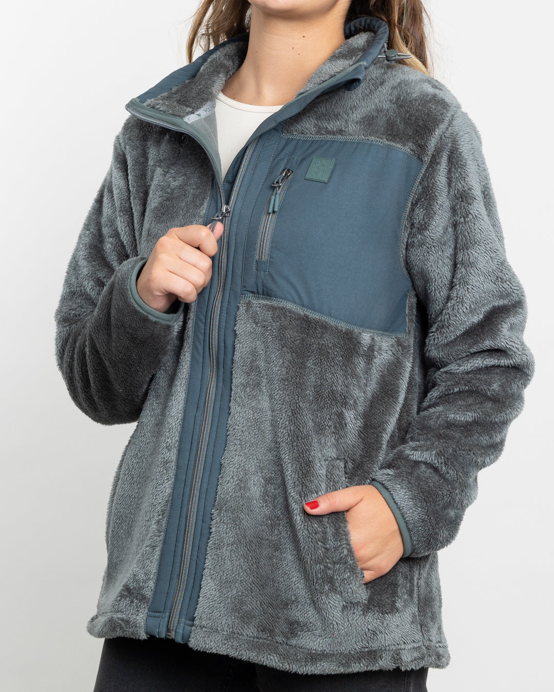 POLERON MUJER POLAR SHAGGY BONDED VERDE POLEMIC - 4