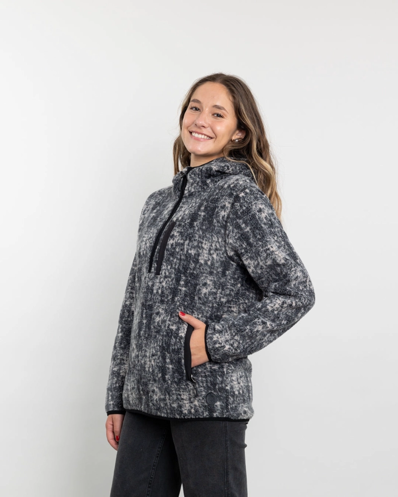 POLERON MUJER POLAR ESTAMPADO SHERPA MEDIO CIERRE POLEMIC - 1