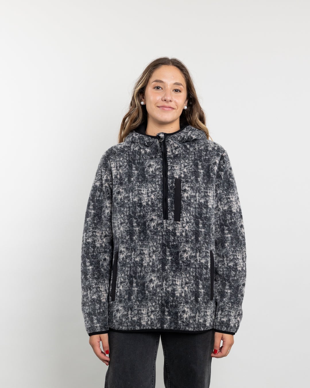 POLERON MUJER POLAR ESTAMPADO SHERPA MEDIO CIERRE POLEMIC - 2