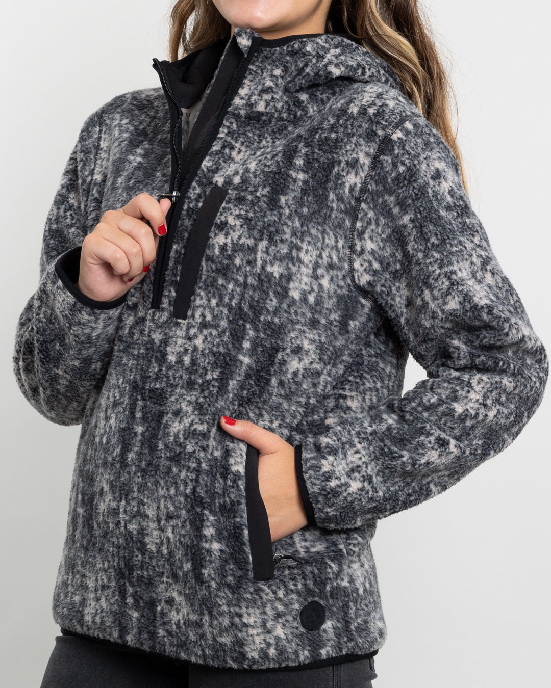 POLERON MUJER POLAR ESTAMPADO SHERPA MEDIO CIERRE POLEMIC - 3