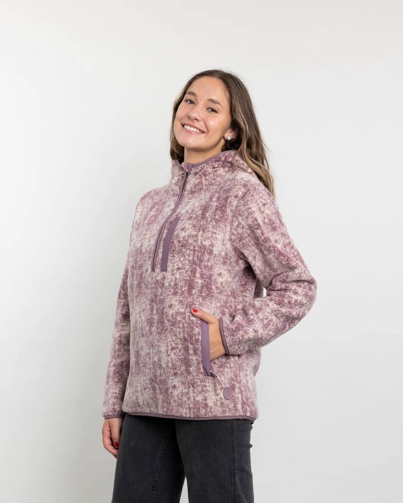 POLERON MUJER POLAR ESTAMPADO SHERPA MEDIO CIERRE POLEMIC - 1