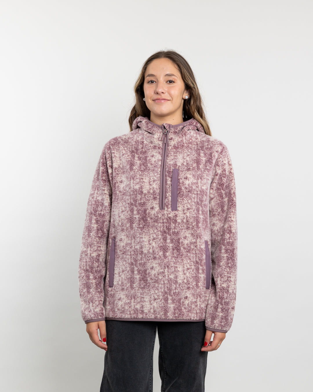 POLERON MUJER POLAR ESTAMPADO SHERPA MEDIO CIERRE POLEMIC - 2