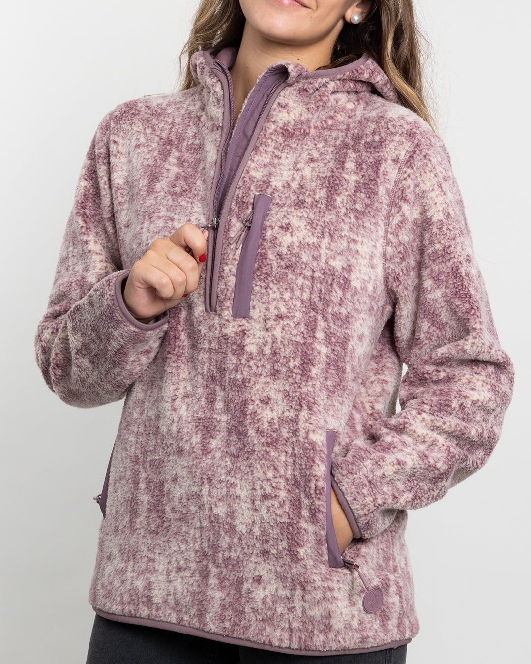 POLERON MUJER POLAR ESTAMPADO SHERPA MEDIO CIERRE POLEMIC - 3