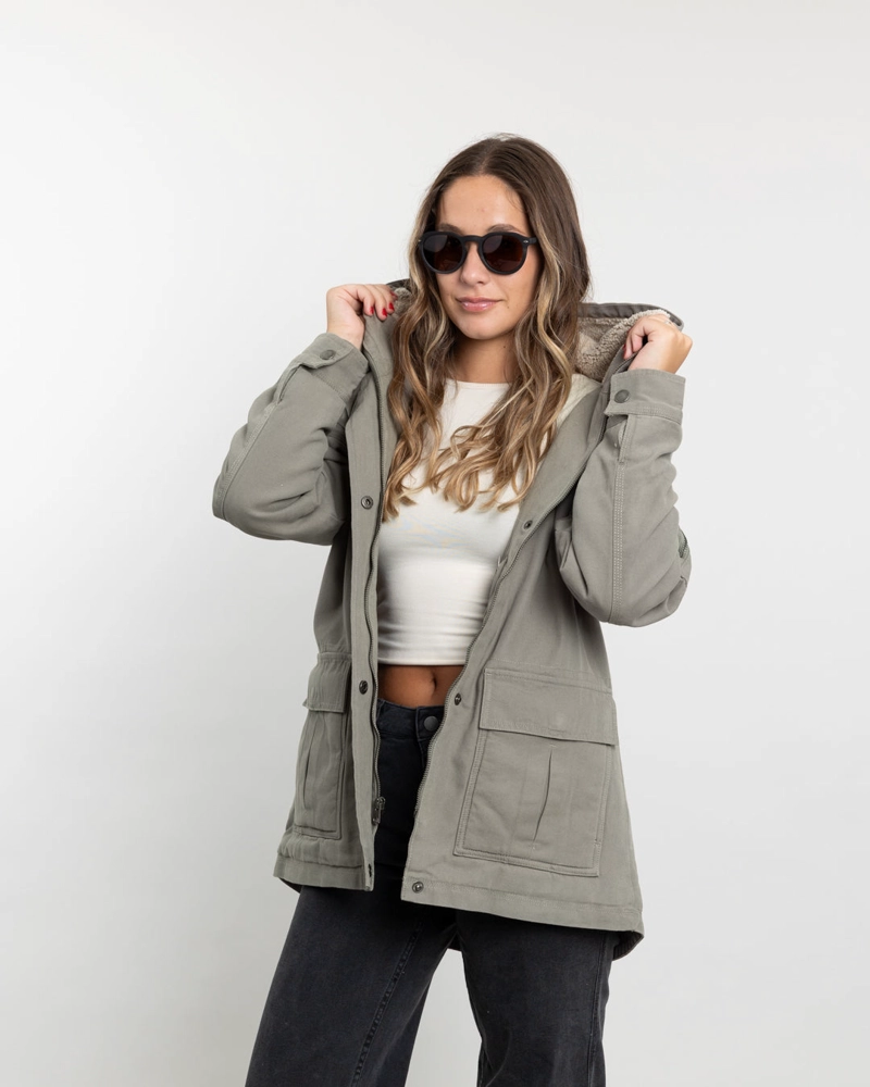 CHAQUETA GABARDINA MUJER CON INTERIOR SHERPA VERDE POLEMIC - 1