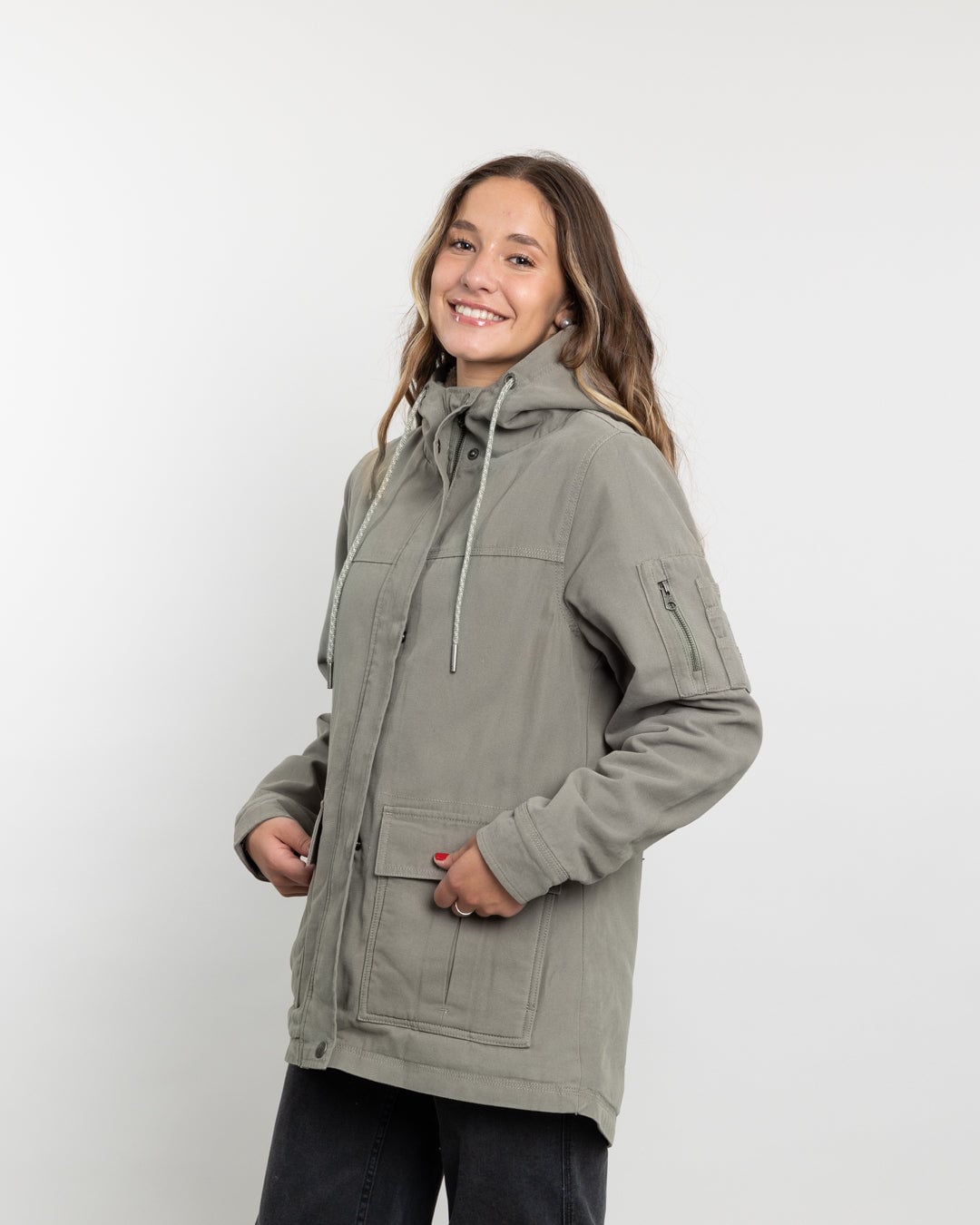 CHAQUETA GABARDINA MUJER CON INTERIOR SHERPA VERDE POLEMIC - 3