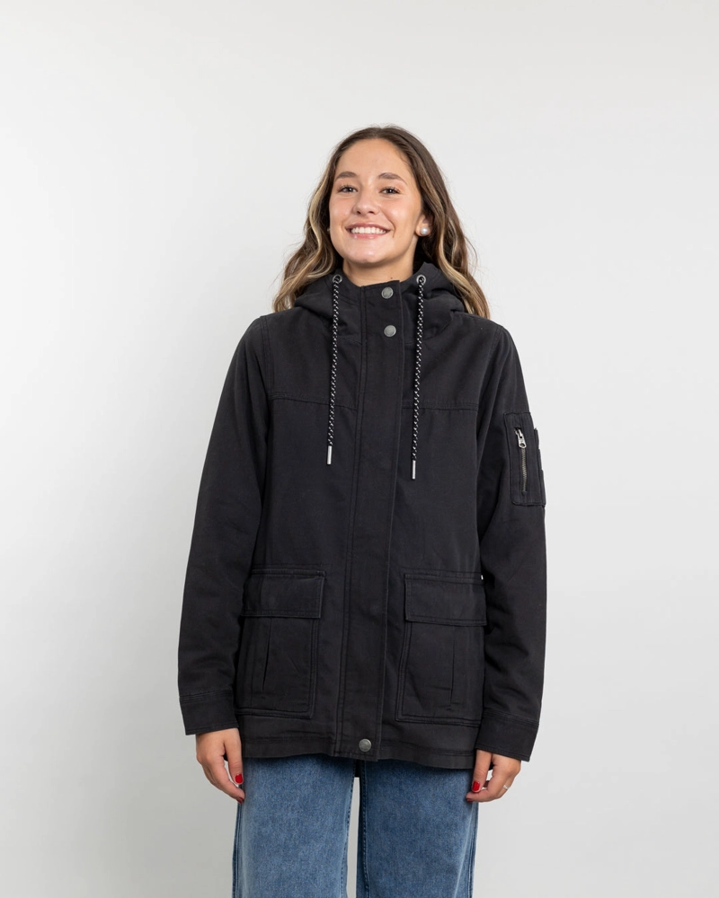 CHAQUETA GABARDINA MUJER CON INTERIOR SHERPA NEGRO POLEMIC - 3