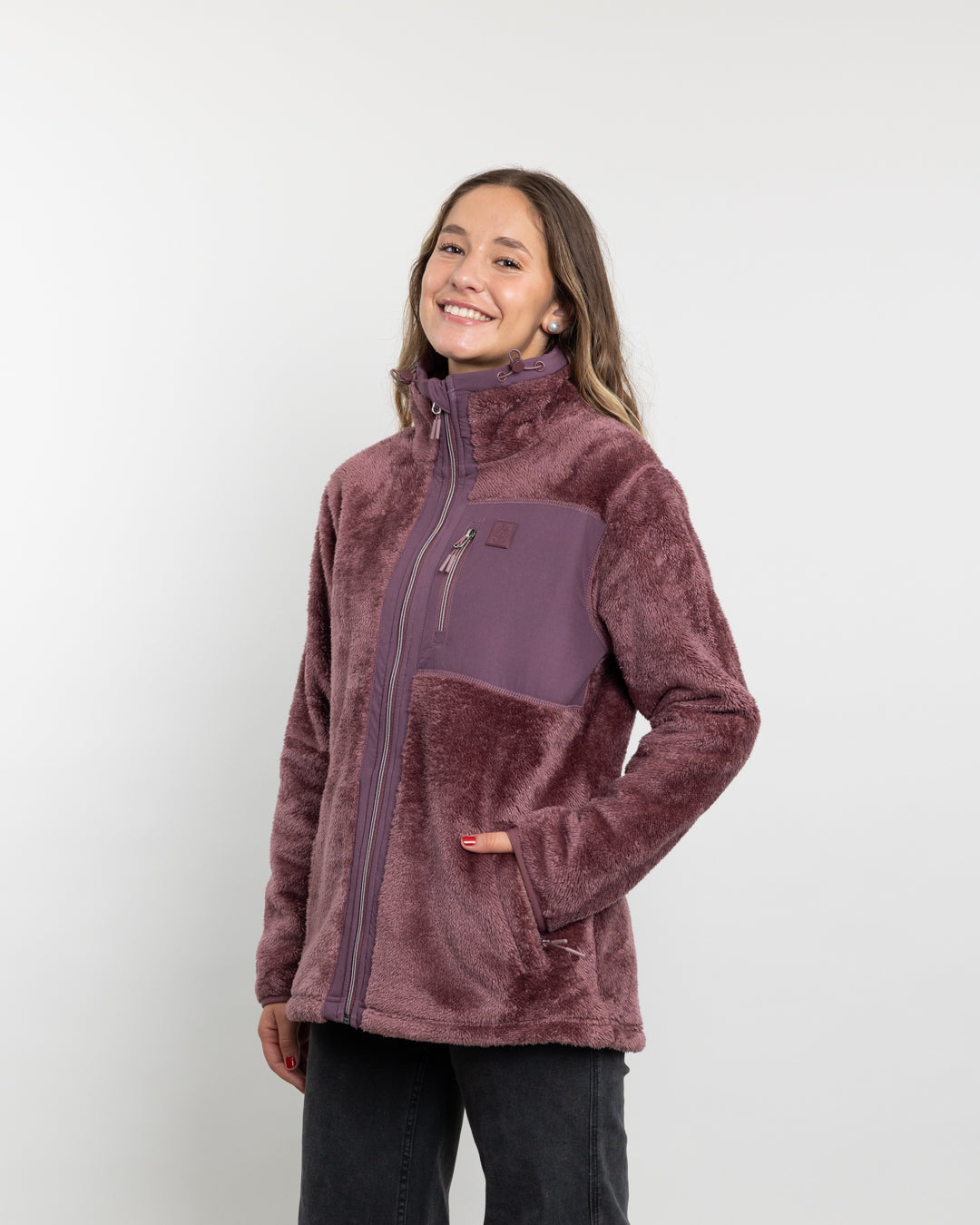 POLERON MUJER POLAR SHAGGY BONDED CIRUELA POLEMIC - 1