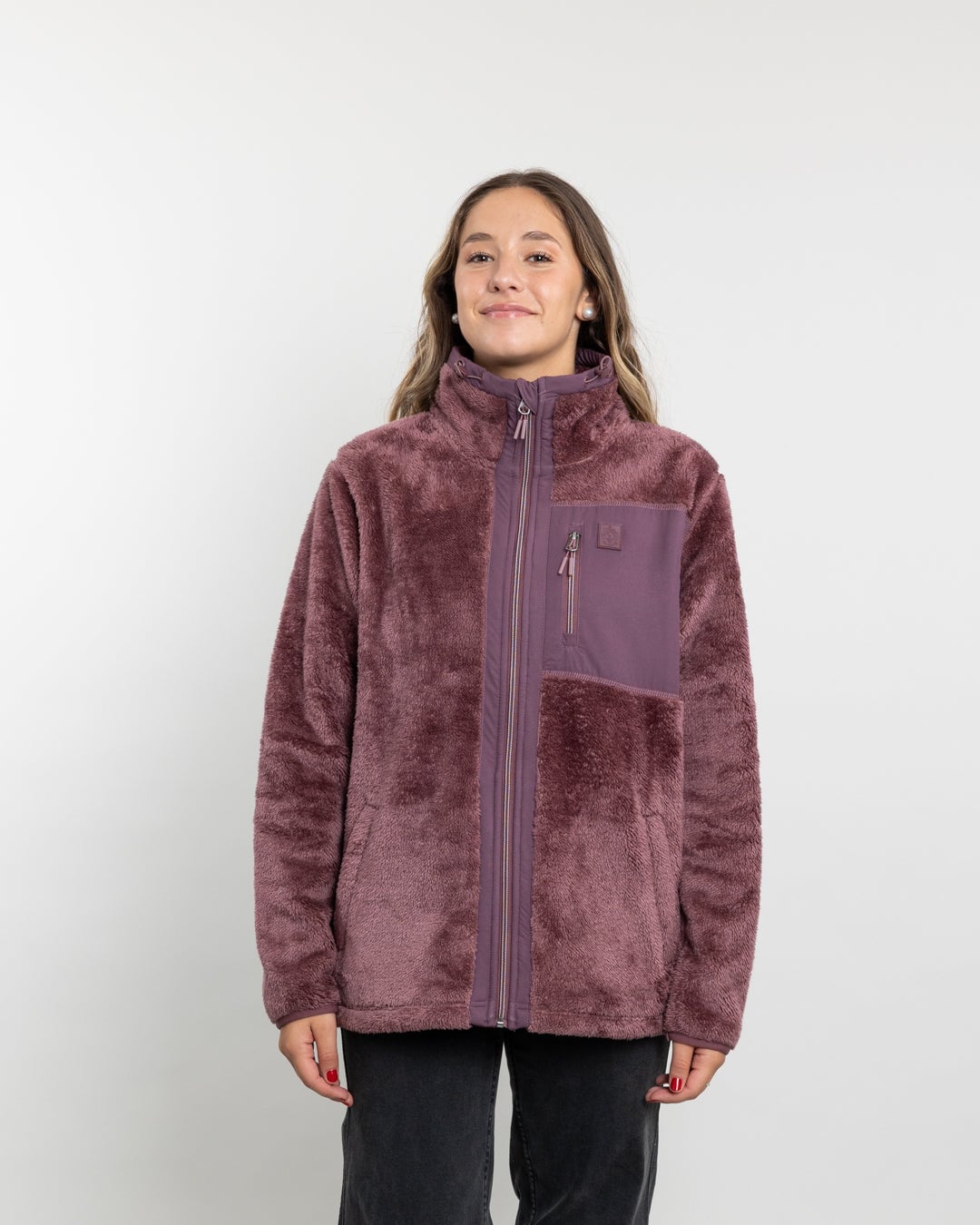 POLERON MUJER POLAR SHAGGY BONDED CIRUELA POLEMIC - 2