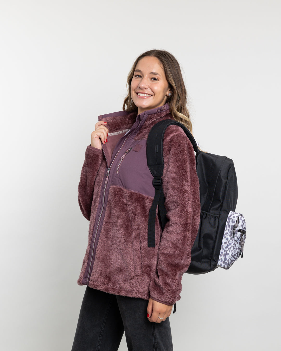 POLERON MUJER POLAR SHAGGY BONDED CIRUELA POLEMIC - 5