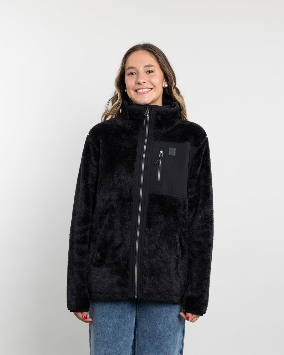 POLERON MUJER POLAR SHAGGY BONDED NEGRO POLEMIC - 2