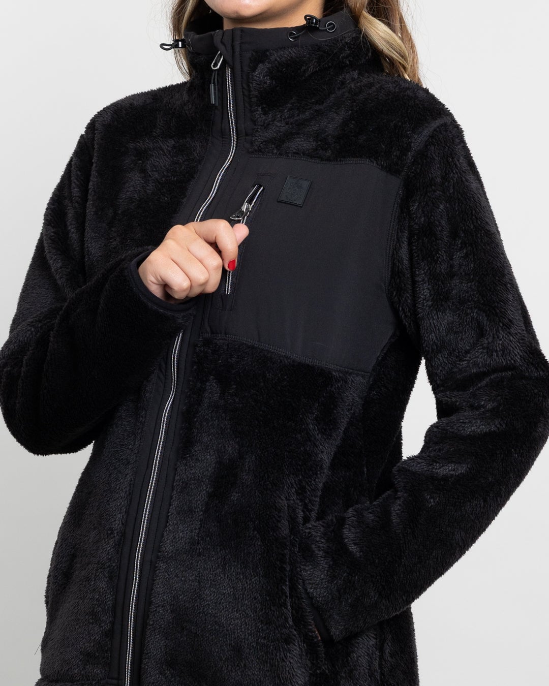 POLERON MUJER POLAR SHAGGY BONDED NEGRO POLEMIC - 4