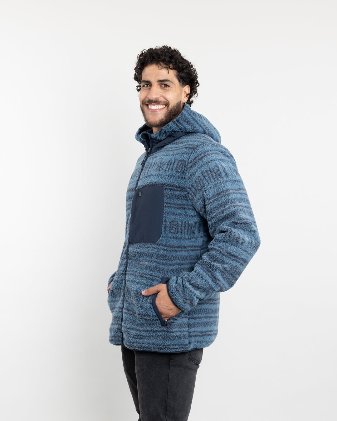 POLERON HOMBRE MINI SHERPA FULL ESTAMPADO CON GORRO POLEMIC - 1