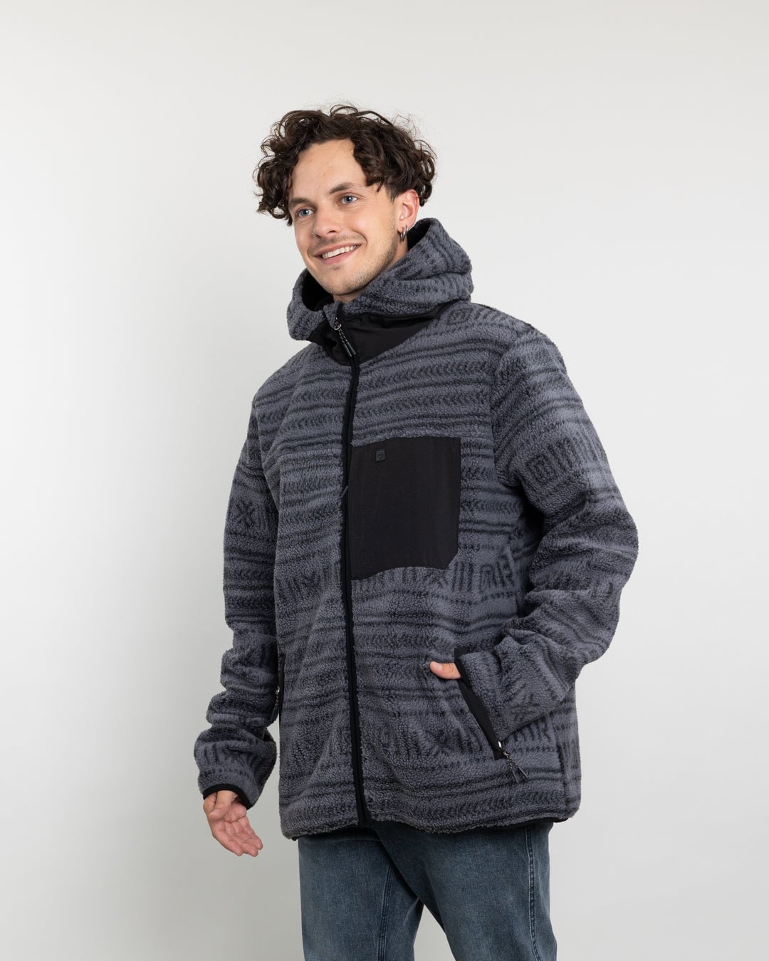 POLERON HOMBRE MINI SHERPA FULL ESTAMPADO CON GORRO POLEMIC - 1